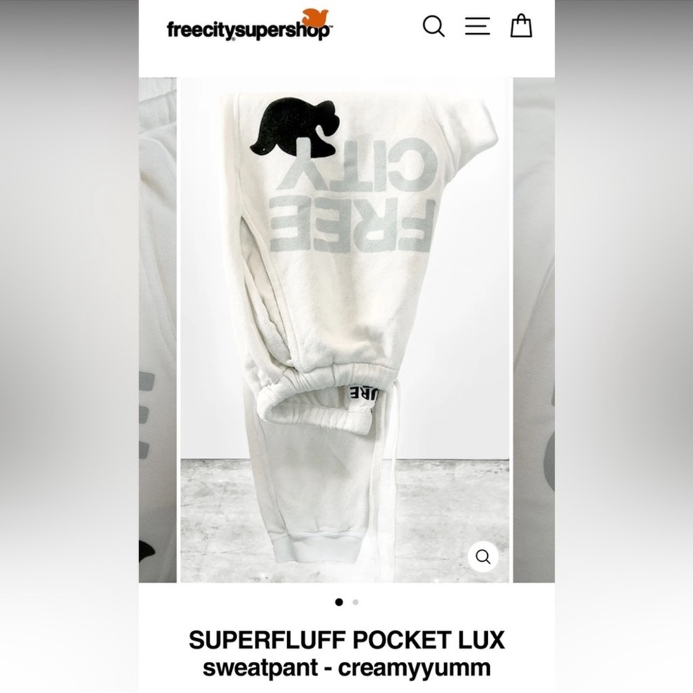 FREECITY Pocket Sweatpants in Creamyyumm XS (run large) NWOT